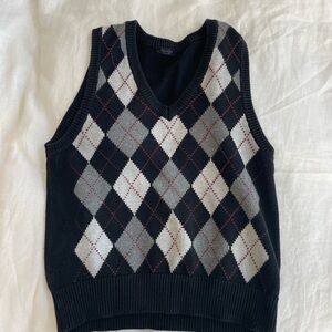 Brandy Melville Black and Gray Argyle Sweater Vest